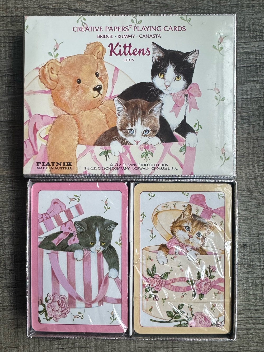 RARE Piatnik Vintage Kittens Cat Playing Cards 2 Deck Claire Bannister CC319